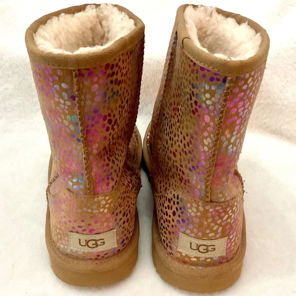 UGG Classic Spots Metallic Shimmery fur lined Snow Winter Boot Women’s Sz 6 - Picture 8 of 16